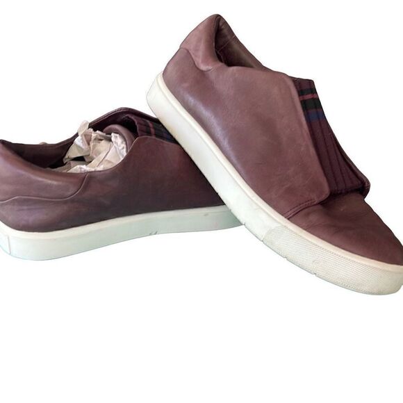 VINCE Burgundy Leather Slip on Sneakers Size 9 - Picture 1 of 5